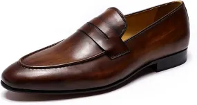 Santimon Men's Loafers Slip On Dress Casual Prom Shoes Genuine Leather Penny Loafers Mens Fashion Wedding Tuexdo Formal Business Suit Loafer Comfortable Walking Shoes