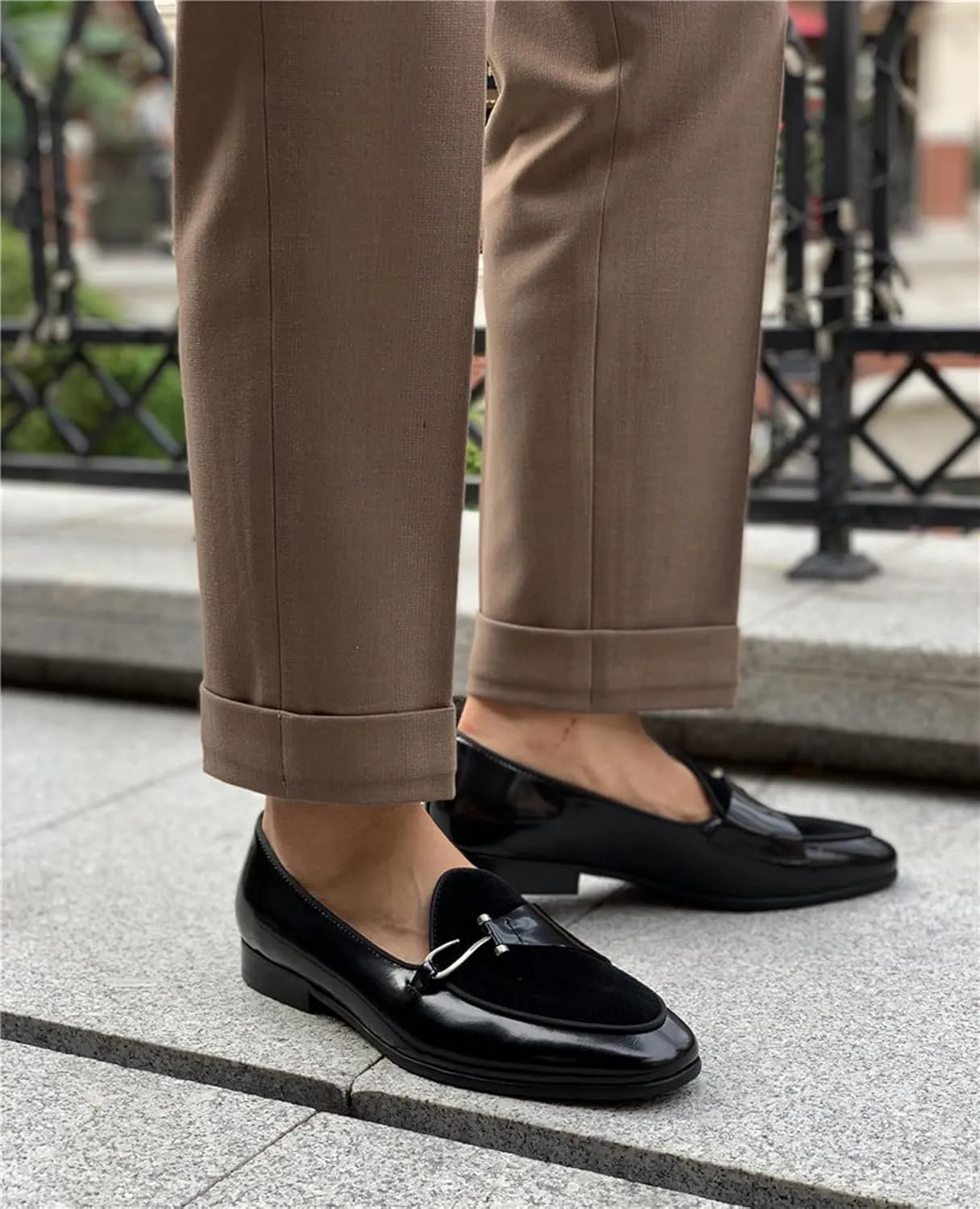 Santimon Men's Premium Leather Loafers, Black Cowhide Upper, Comfort Wedding Business Slip On Formal Dress Shoes