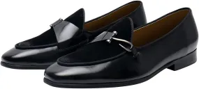 Santimon Men's Premium Leather Loafers, Black Cowhide Upper, Comfort Wedding Business Slip On Formal Dress Shoes