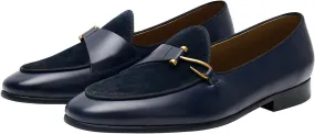 Santimon Men's Premium Leather Loafers, Black Cowhide Upper, Comfort Wedding Business Slip On Formal Dress Shoes