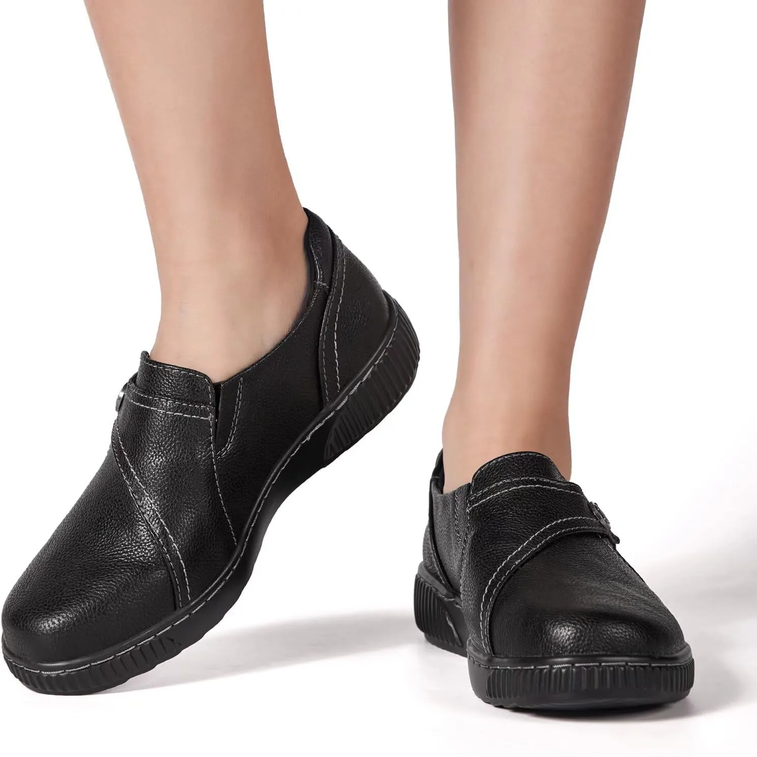 Women Casual Slip on Leather Loafers Dress Walking Shoes