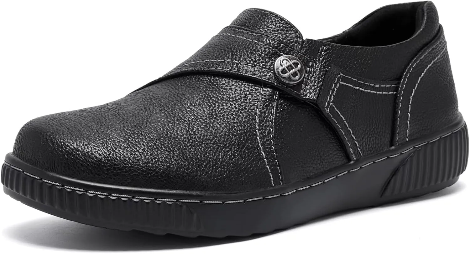 Women Casual Slip on Leather Loafers Dress Walking Shoes