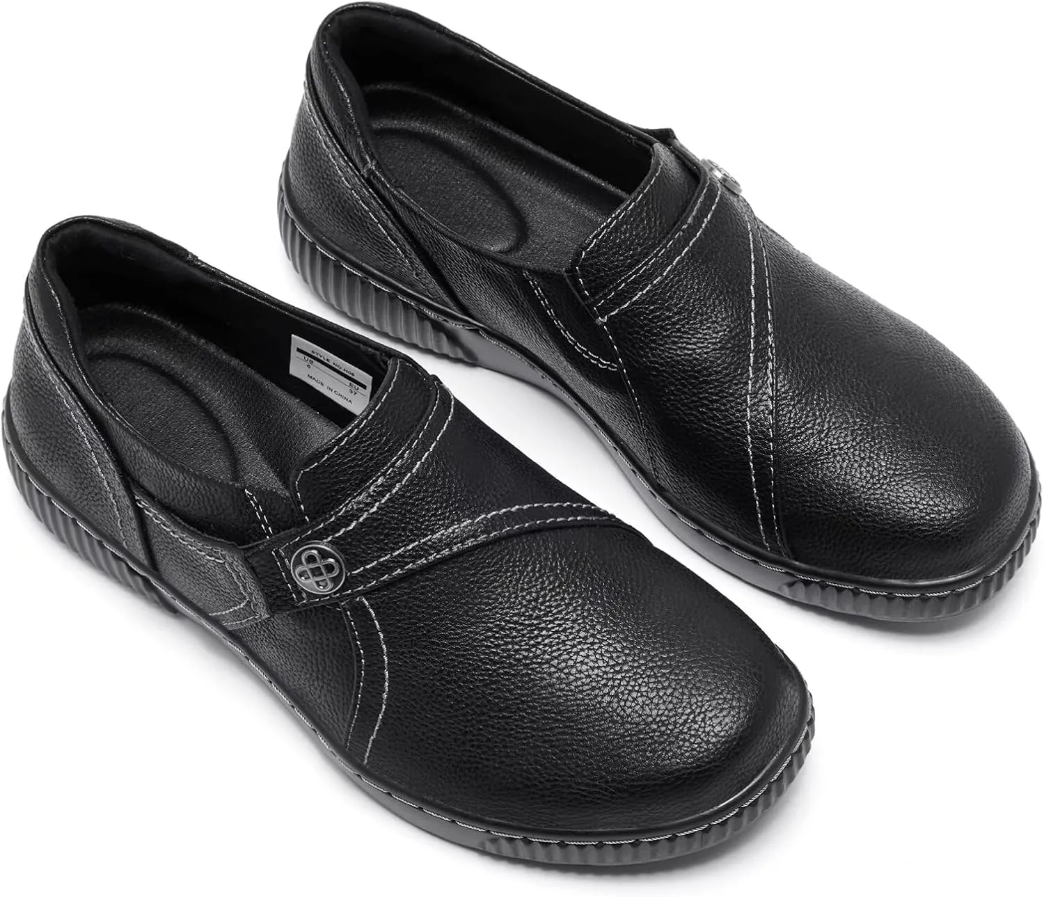 Women Casual Slip on Leather Loafers Dress Walking Shoes