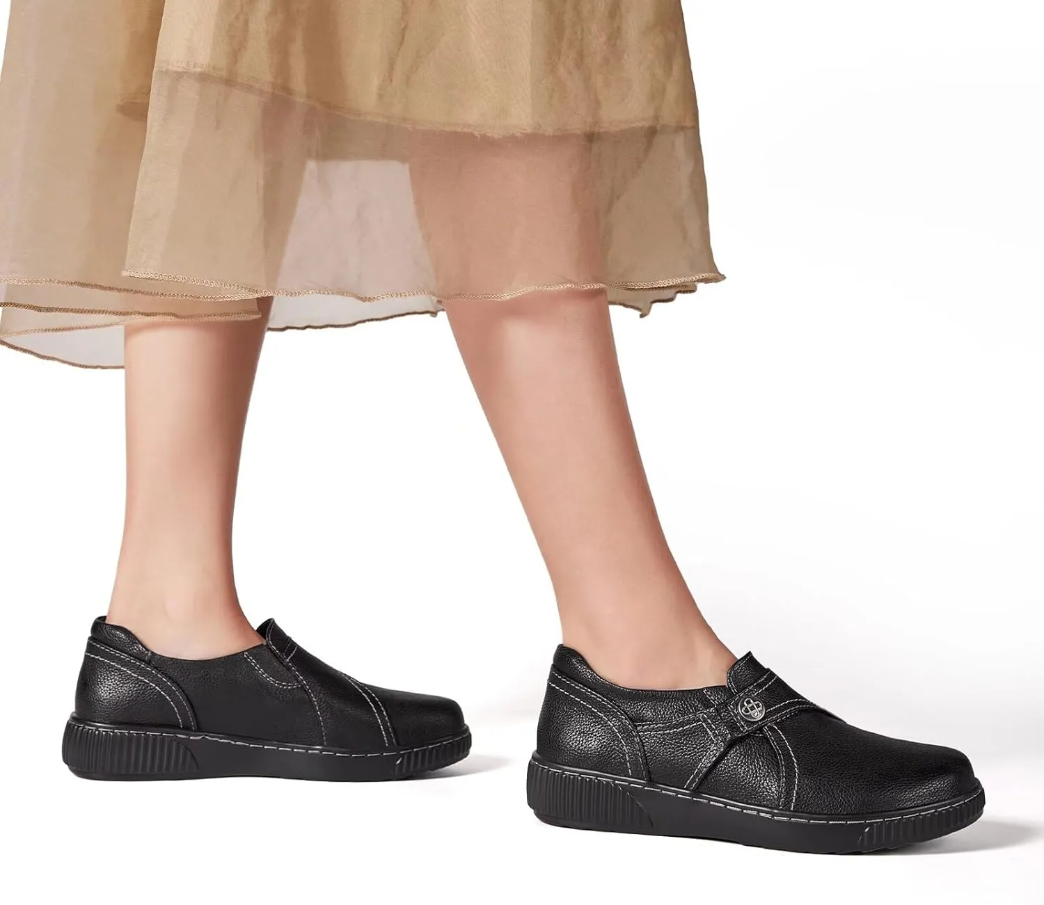 Women Casual Slip on Leather Loafers Dress Walking Shoes