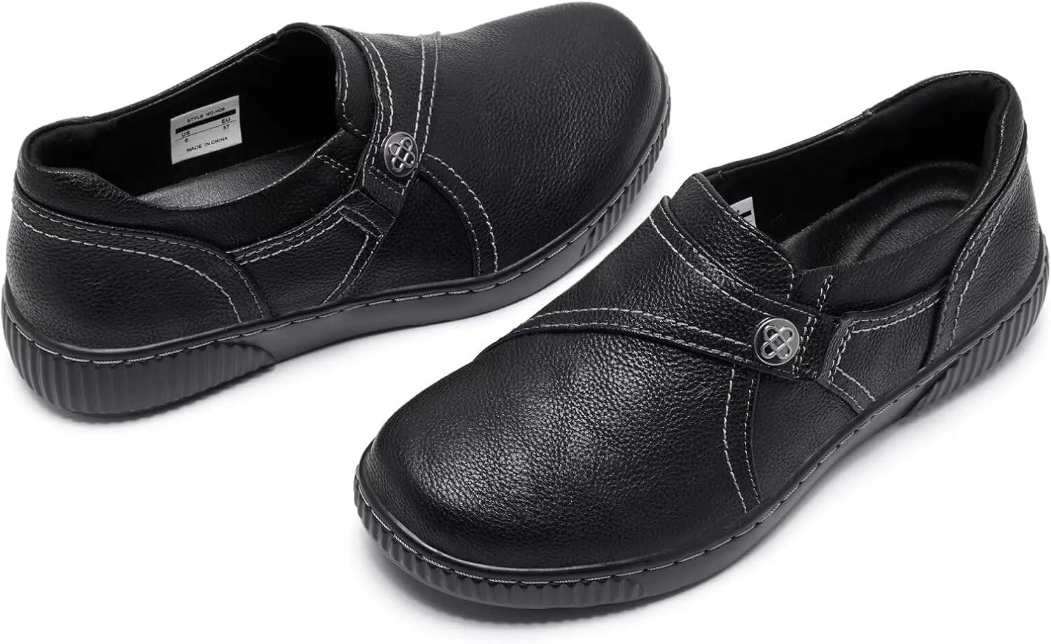 Women Casual Slip on Leather Loafers Dress Walking Shoes