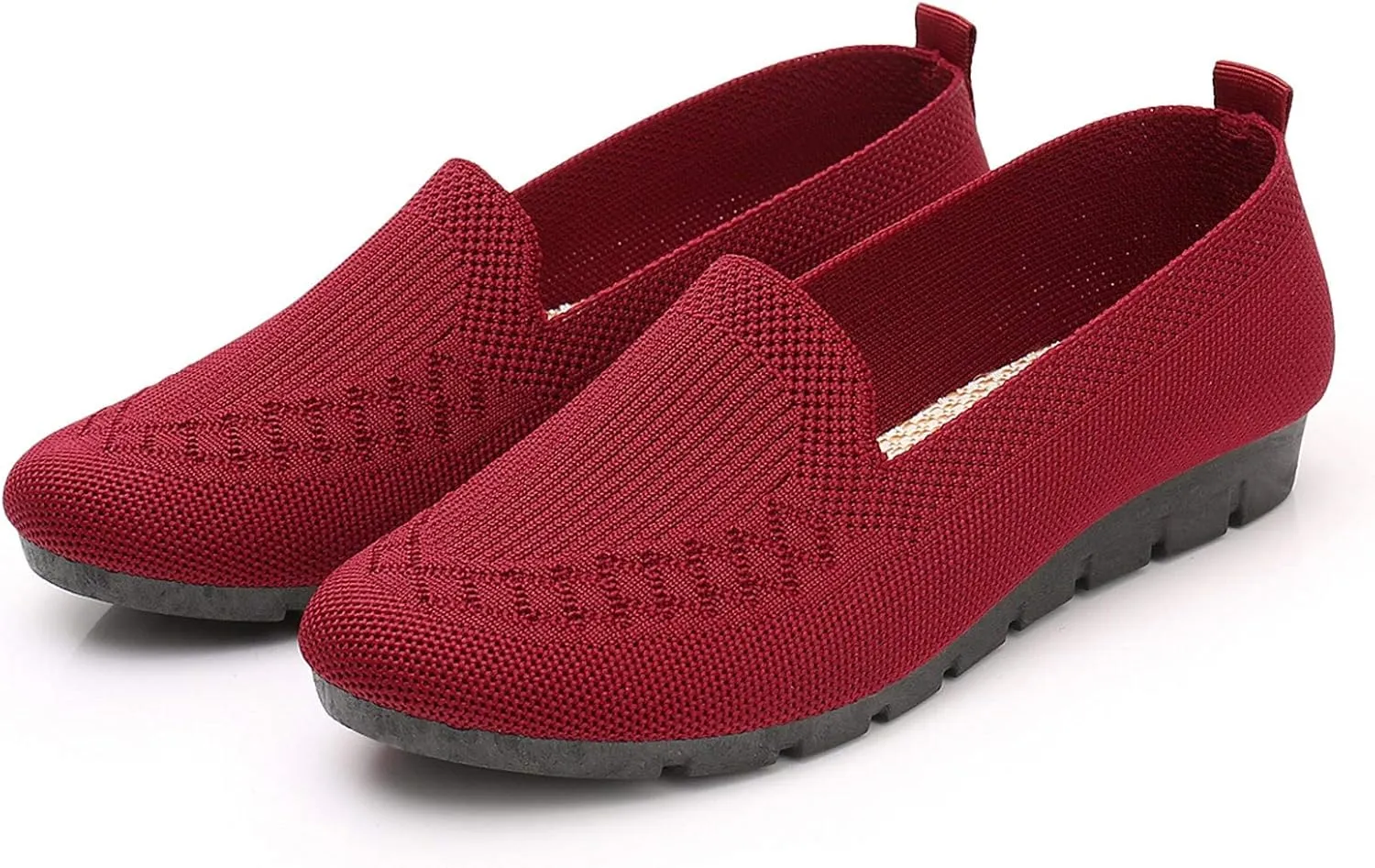 Womens Loafers Comfortable Dressy Arch Support Walking Shoes Breathable Knit Loafers Shoes Mesh Slip On Casual Shoes