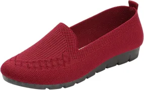 Womens Loafers Comfortable Dressy Arch Support Walking Shoes Breathable Knit Loafers Shoes Mesh Slip On Casual Shoes