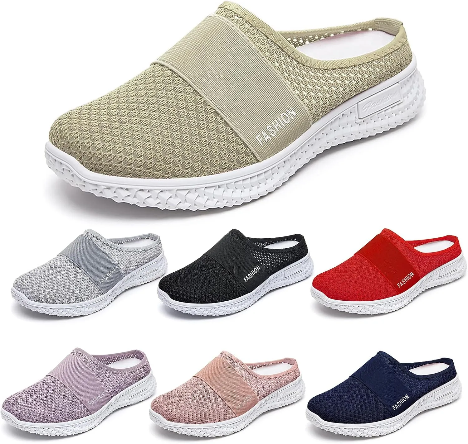 Womens Mules Comfortable Orthopedic Shoes with Arch Support Breathable Hollow Out Clogs Lightweight Open Back Shoes Diabetic Air-Cushion Slip-On Walking Shoe Closed Toe Mules