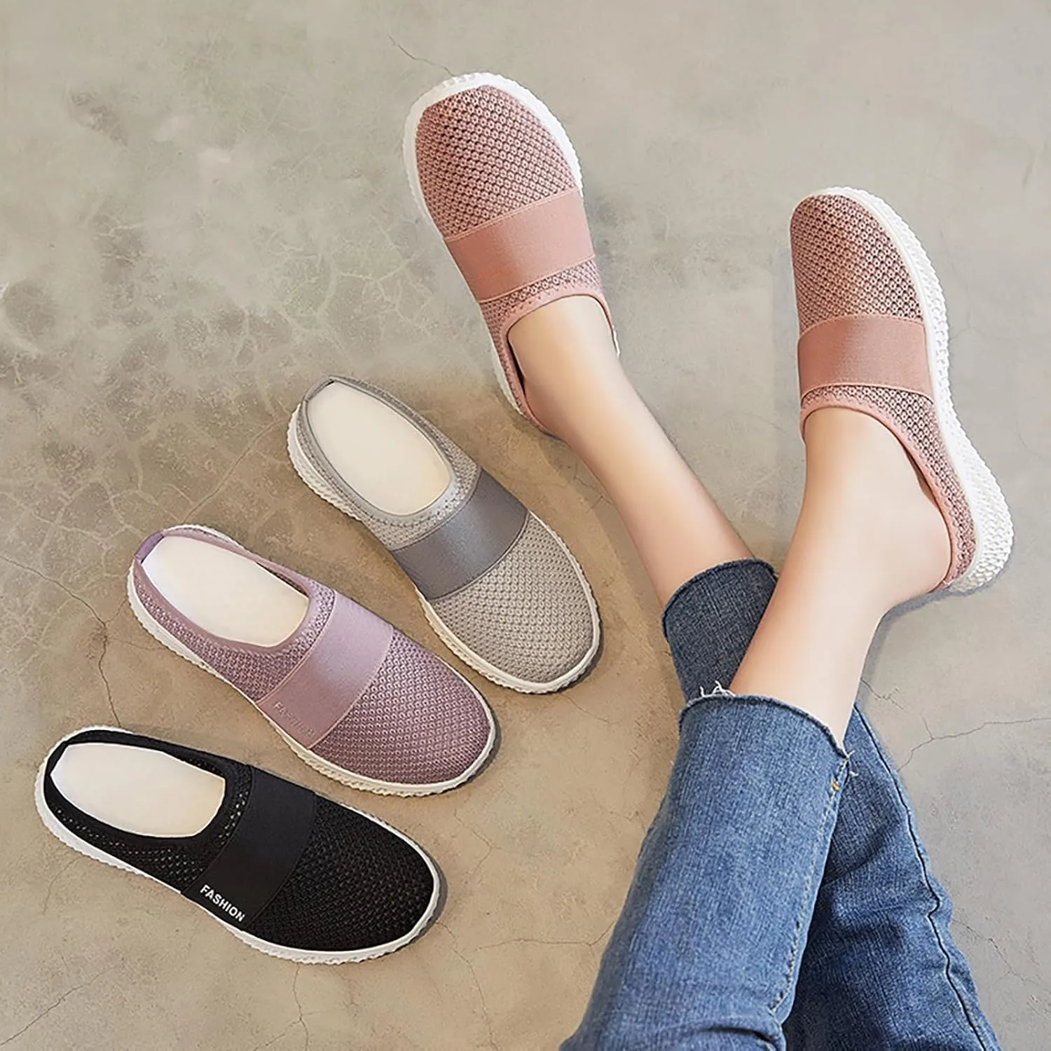 Womens Mules Comfortable Orthopedic Shoes with Arch Support Breathable Hollow Out Clogs Lightweight Open Back Shoes Diabetic Air-Cushion Slip-On Walking Shoe Closed Toe Mules