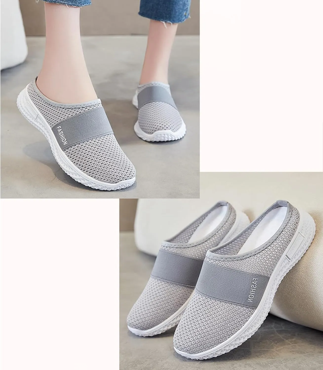 Womens Mules Comfortable Orthopedic Shoes with Arch Support Breathable Hollow Out Clogs Lightweight Open Back Shoes Diabetic Air-Cushion Slip-On Walking Shoe Closed Toe Mules