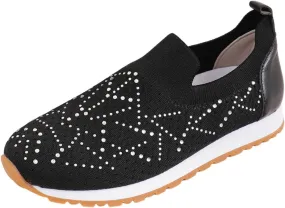 ZSpzx Women's Low-Top Slip Ons Fashion Sneakers Casual Knit Cutout Boat Shoes for Women Comfortable Flats Breathable Padded Insole Slip on Sneaker Ladies Jogging Tennis Footwear for Gym Travel