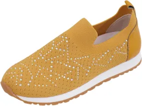 ZSpzx Women's Low-Top Slip Ons Fashion Sneakers Casual Knit Cutout Boat Shoes for Women Comfortable Flats Breathable Padded Insole Slip on Sneaker Ladies Jogging Tennis Footwear for Gym Travel