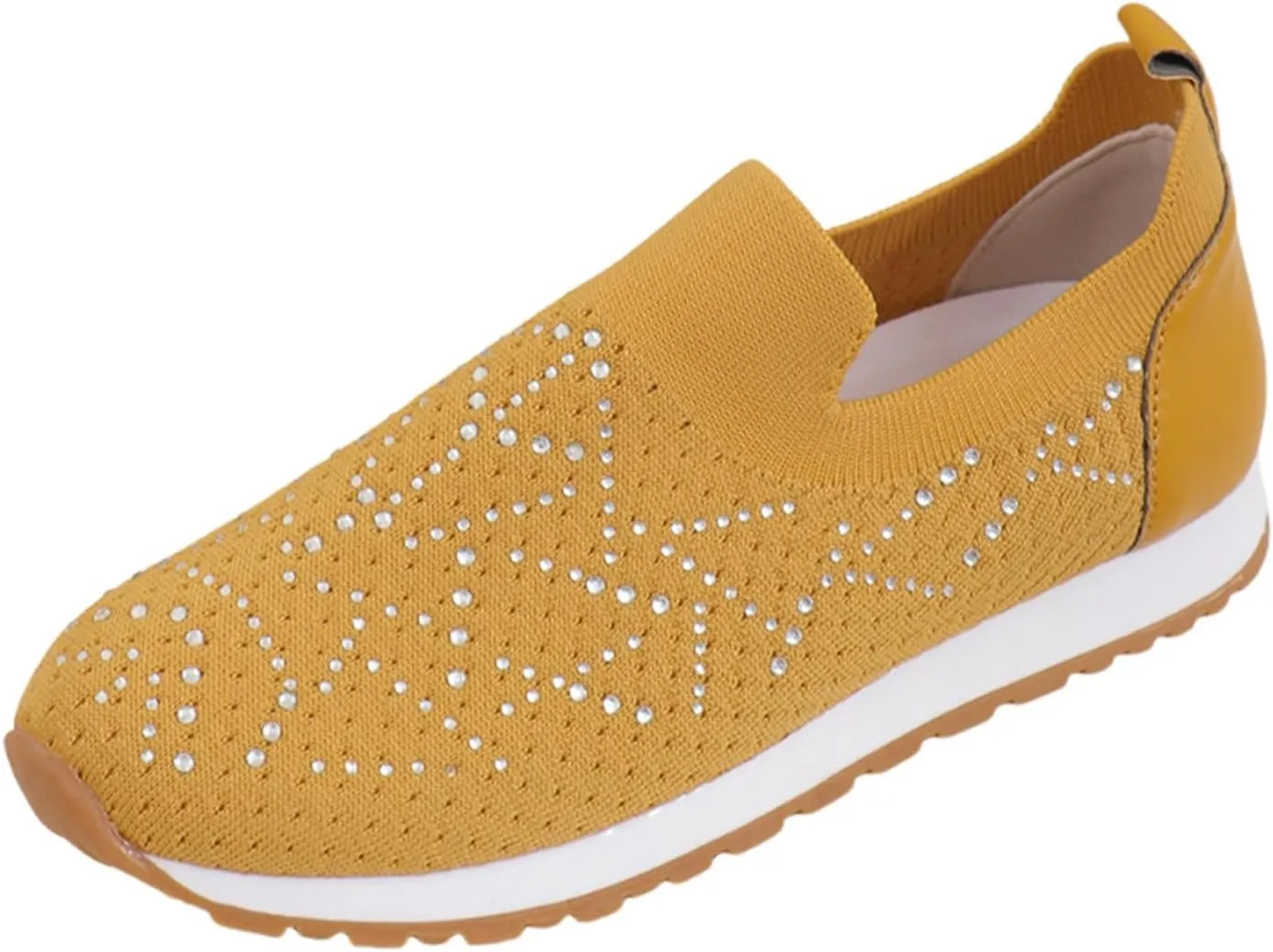 ZSpzx Women's Low-Top Slip Ons Fashion Sneakers Casual Knit Cutout Boat Shoes for Women Comfortable Flats Breathable Padded Insole Slip on Sneaker Ladies Jogging Tennis Footwear for Gym Travel