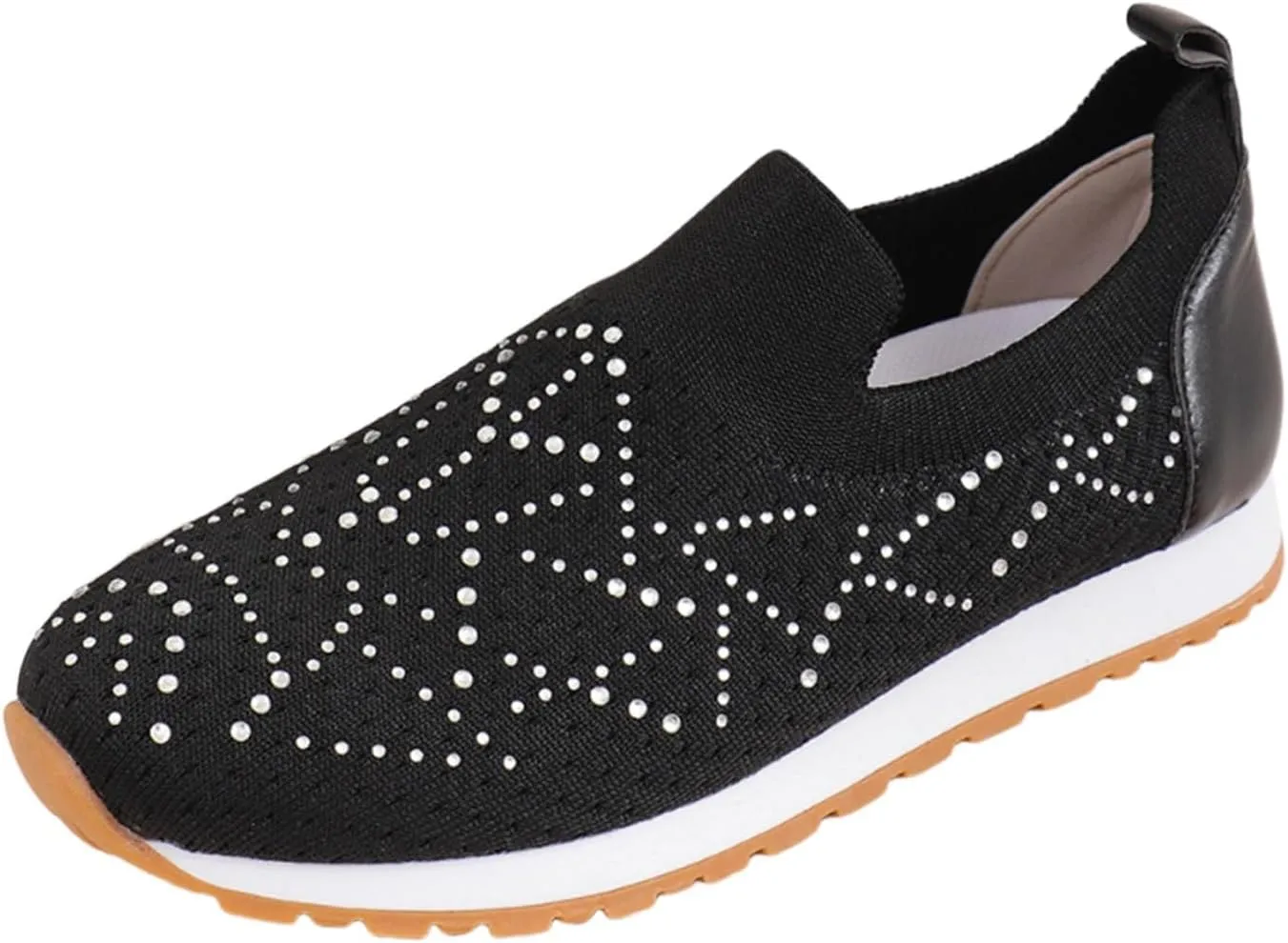 ZSpzx Women's Low-Top Slip Ons Fashion Sneakers Casual Knit Cutout Boat Shoes for Women Comfortable Flats Breathable Padded Insole Slip on Sneaker Ladies Jogging Tennis Footwear for Gym Travel
